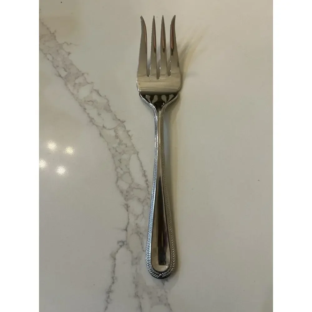 Gorham‎ BRAID Laurel Outline Serving Meat Fork Glossy 18/10 Stainless Flatware